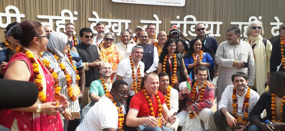 Image of Foreign Delegates Welcomed at Kumbh