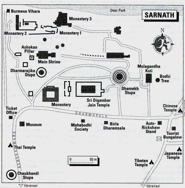 सारनाथ का नक्शा / Sarnath Map